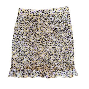 Vero Moda Yellow Floral Skirt mini Smoked Ruffle Straight M